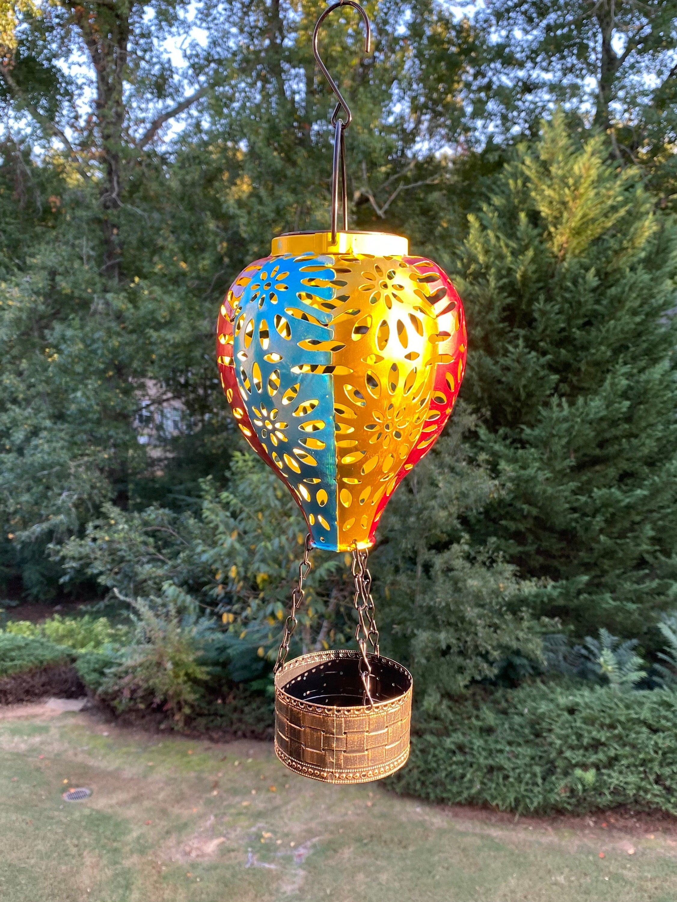 Joyous Solar Lantern, Hot Air Balloon Shape Waterproof with Hanging Decorative LED Lights for Outdoor Sunroom, Garden, Patio and Backyard