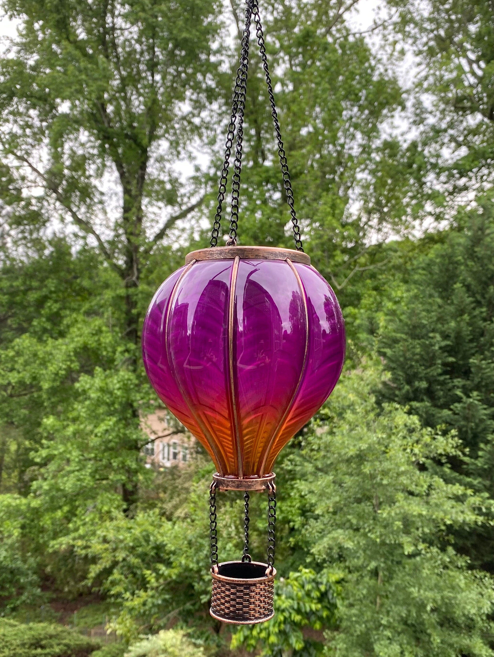 Joyous Solar Lantern, 18 Inch Hot Air Balloon Shape Waterproof with Hanging Decorative LED Lights for Outdoor Sunroom, Patio and Backyard