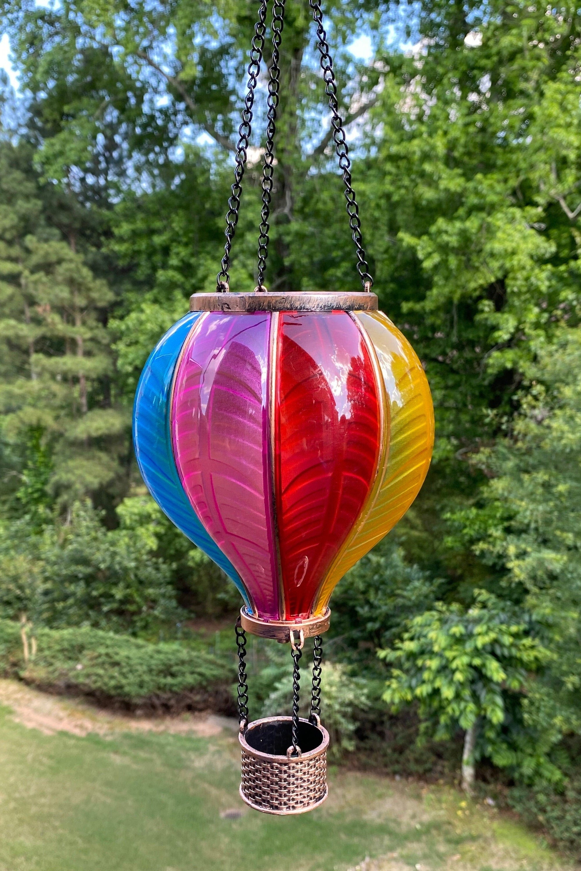 Joyous Solar Lantern, 18 Inch Hot Air Balloon Shape Waterproof with Hanging Decorative LED Lights for Outdoor Sunroom, Patio and Backyard