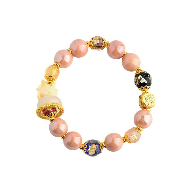 Incense Ash Liuli Glass 14-16cm Nine Tailed Fox Spiritual Bracelet