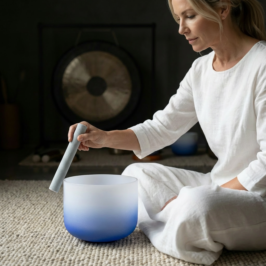 Indigo Aria Gradient A Note Crystal Singing Bowl