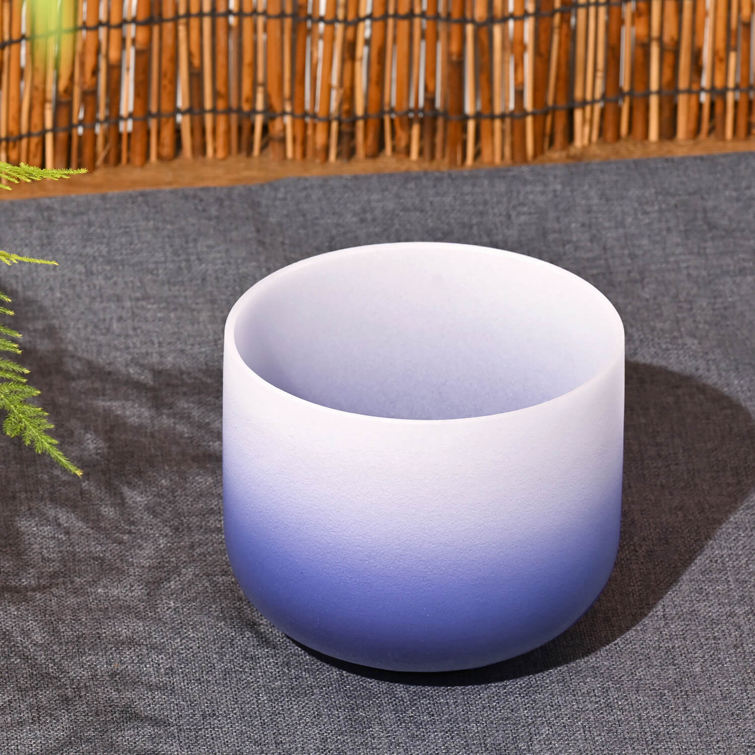 White and blue gradient crystal singing bowl Indigo Aria A Note for sound healing