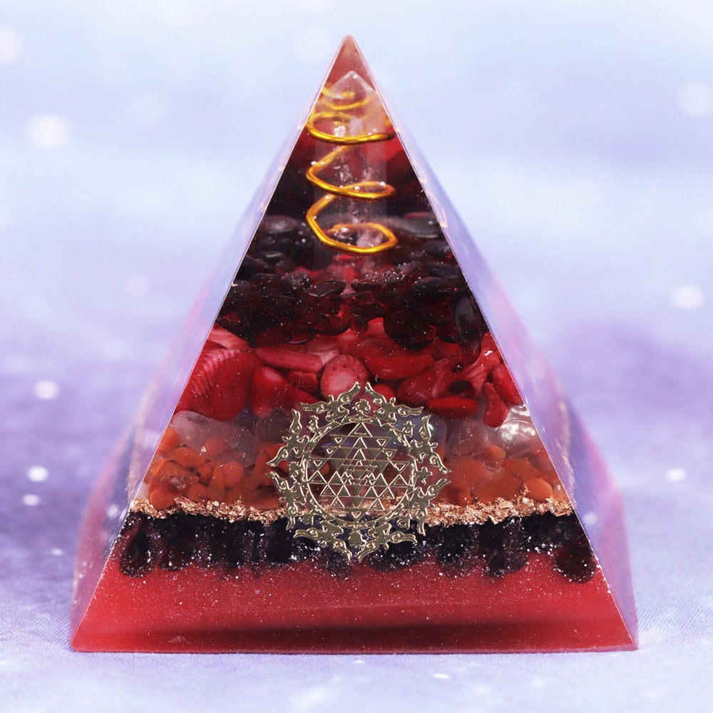 Infinite Creation Garnet Orgonite Pyramid