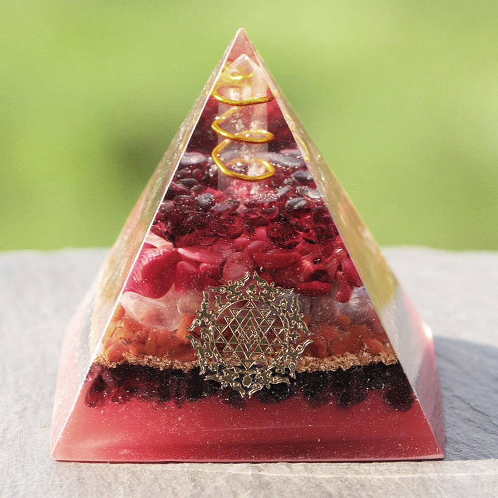 Infinite Creation Garnet Orgonite Pyramid