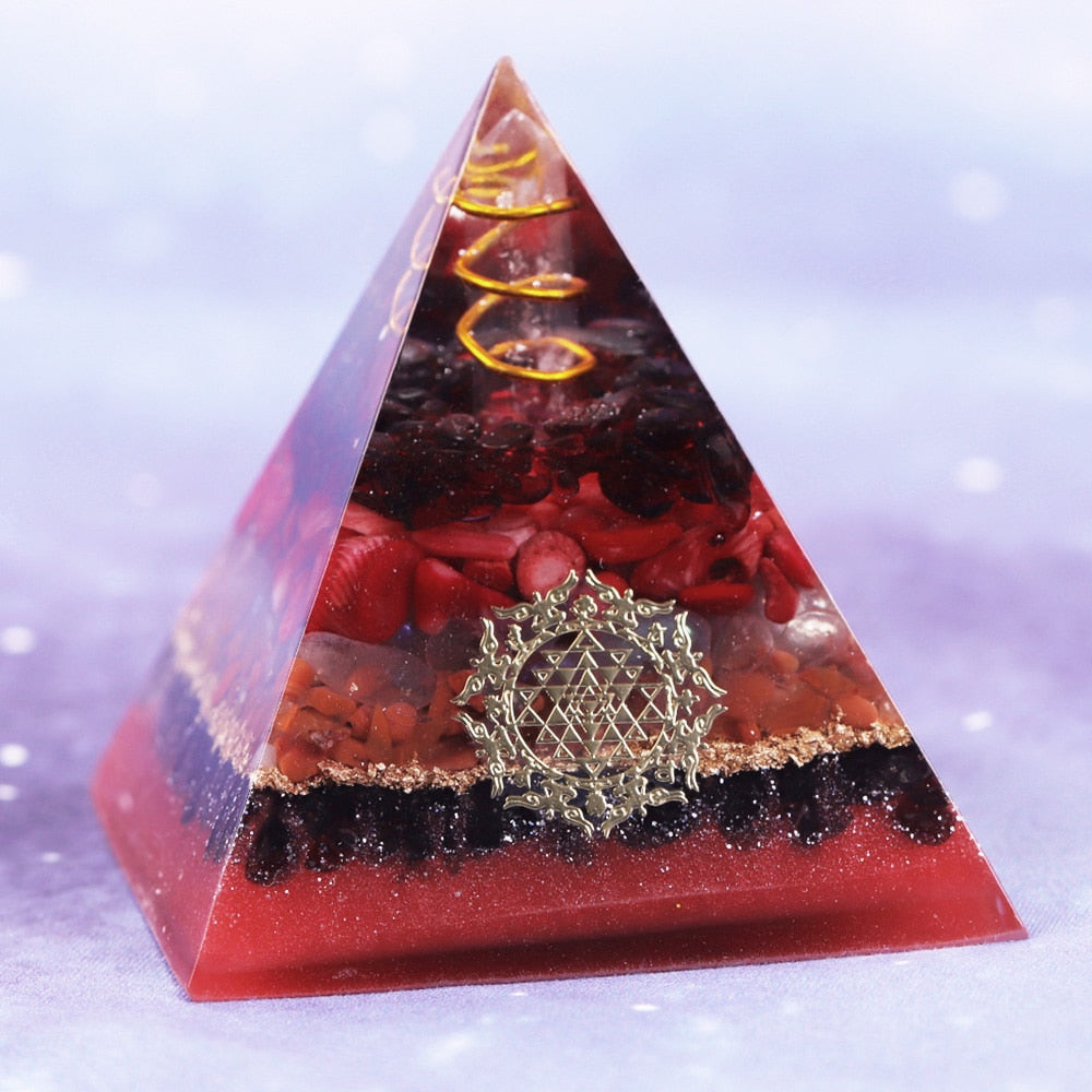 Infinite Creation Garnet Orgonite Pyramid