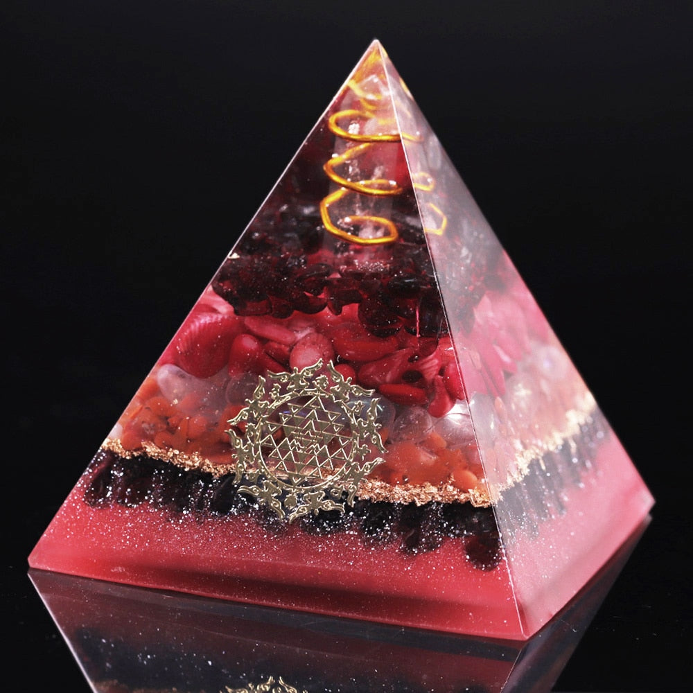 Infinite Creation Garnet Orgonite Pyramid