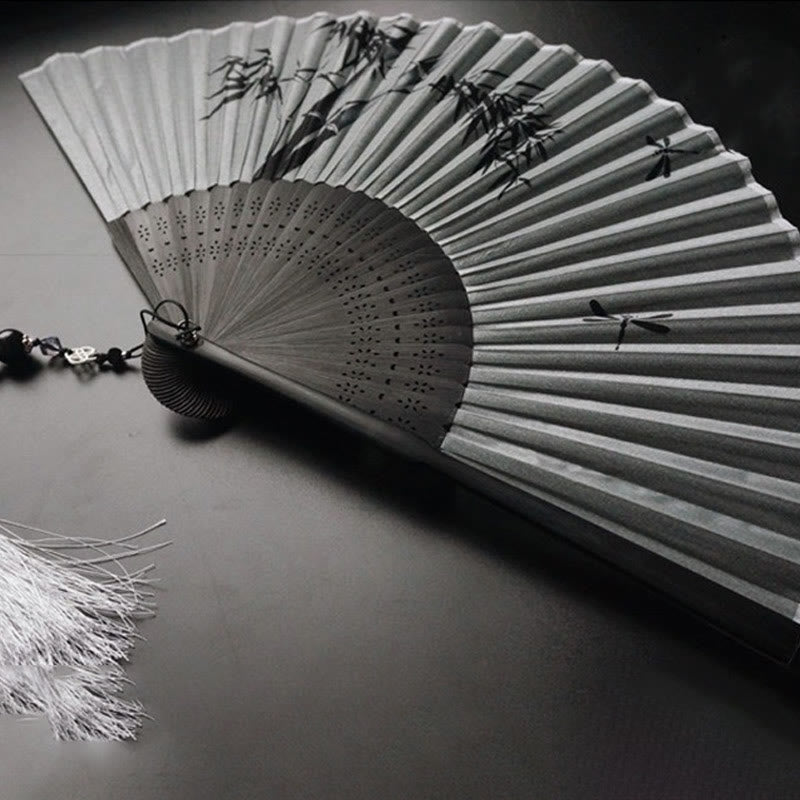 Ink Bamboo Chinese Folding Fan 21cm | Calmness & Elegance