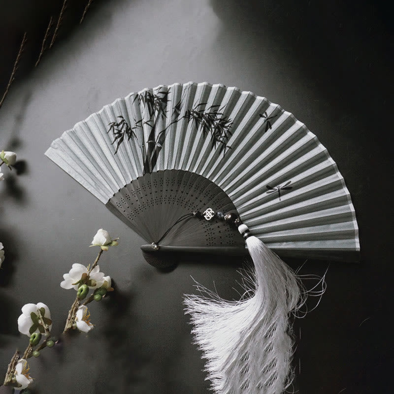 Ink Bamboo Chinese Folding Fan 21cm | Calmness & Elegance