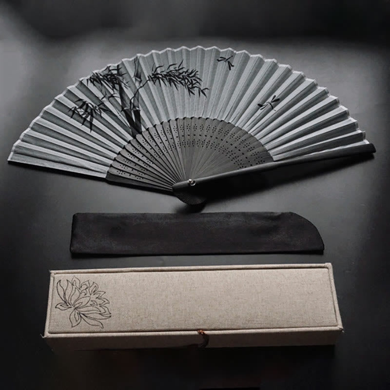 Ink Bamboo Chinese Folding Fan 21cm | Calmness & Elegance