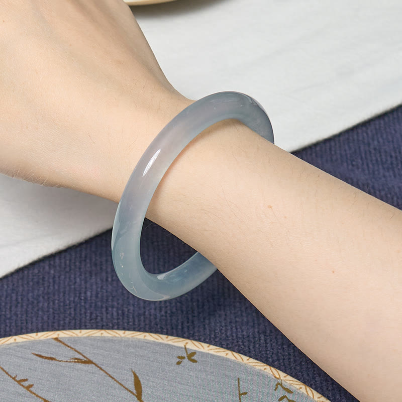 Inner Peace Jade & Aquamarine Bracelet Bangle Bundle 56-57mm