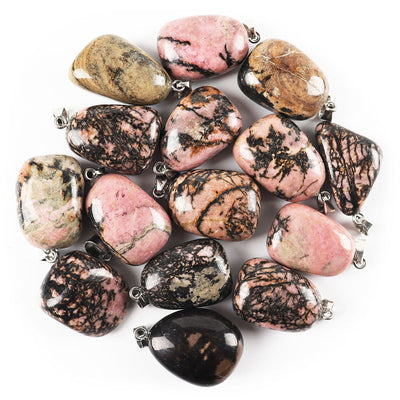 Irregular Rhodonite Healing Stone Pendant 0.80-1.10 inch
