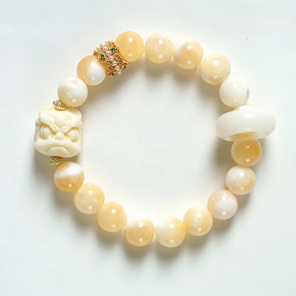 Ivory Fruit Amber Gray Agate Bracelet for Confidence