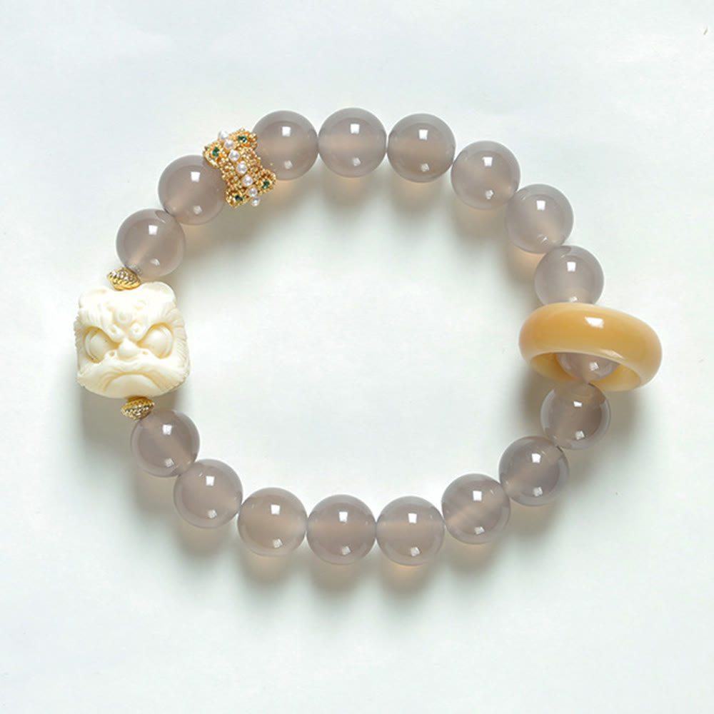 Ivory Fruit Amber Gray Agate Bracelet for Confidence
