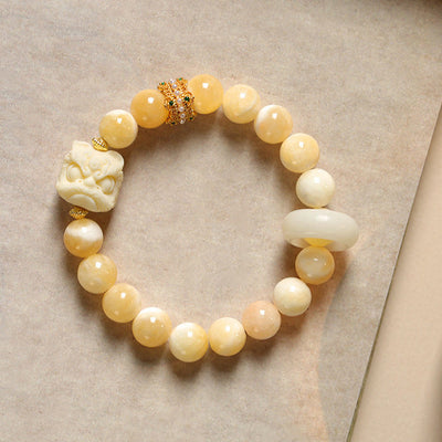 Ivory Fruit Amber Gray Agate Bracelet for Confidence