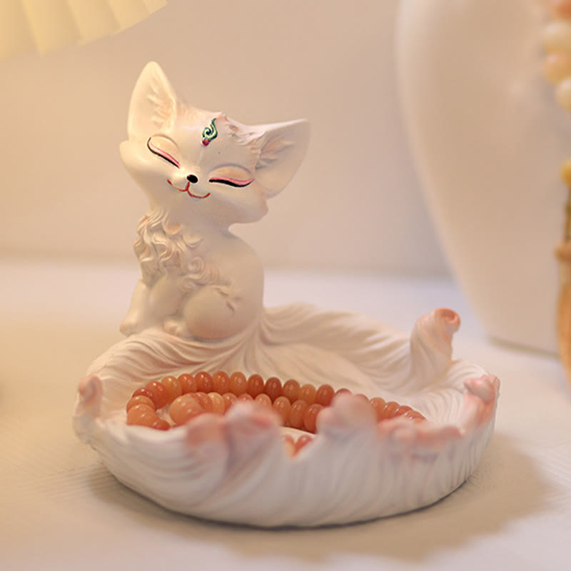 Ivory Fruit Fox 12x14cm Resin Decorative Figurine