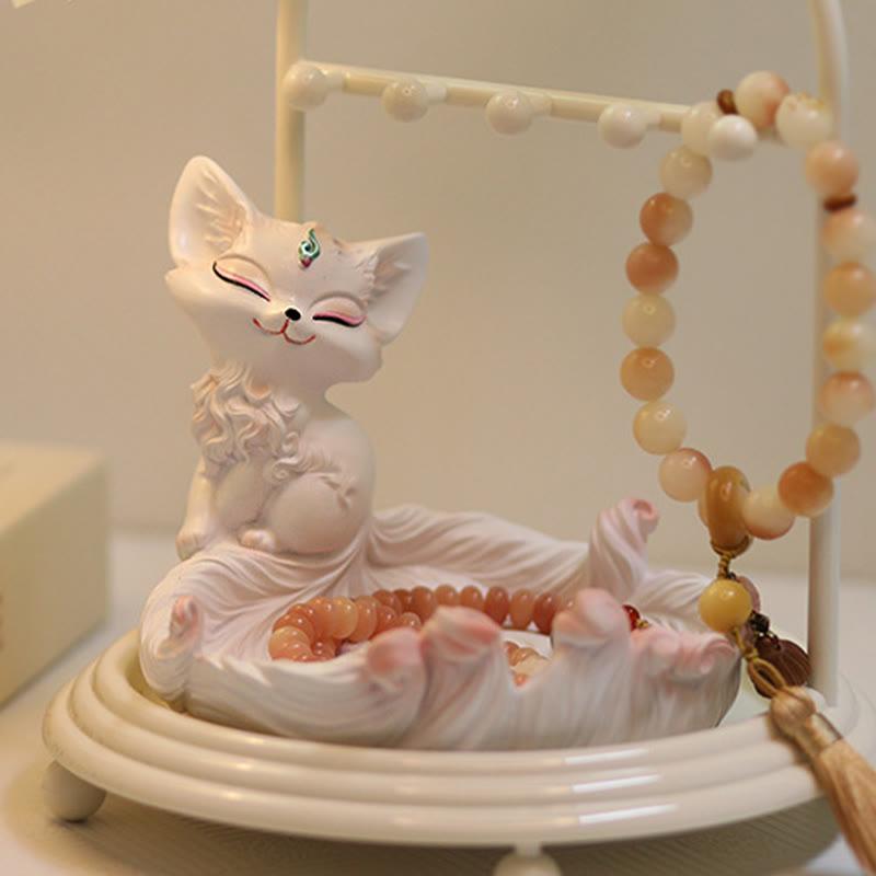 Ivory Fruit Fox 12x14cm Resin Decorative Figurine