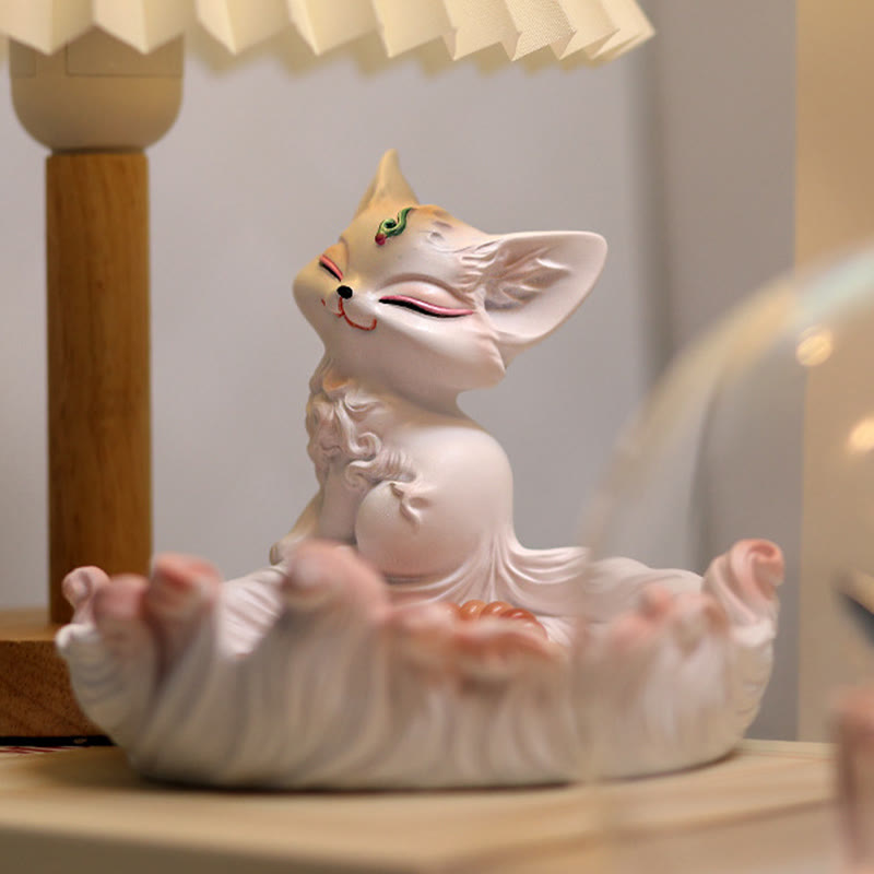 Ivory Fruit Fox 12x14cm Resin Decorative Figurine