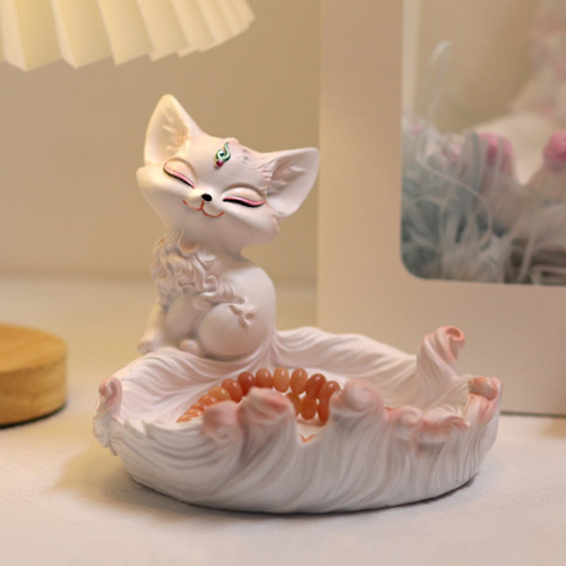 Ivory Fruit Fox 12x14cm Resin Decorative Figurine