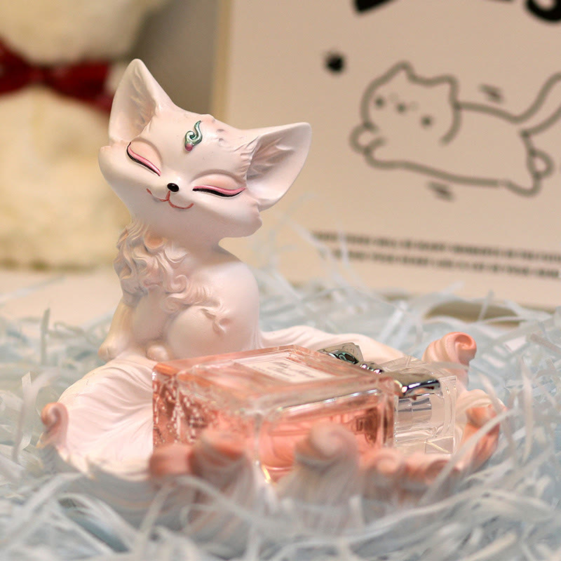 Ivory Fruit Fox 12x14cm Resin Decorative Figurine