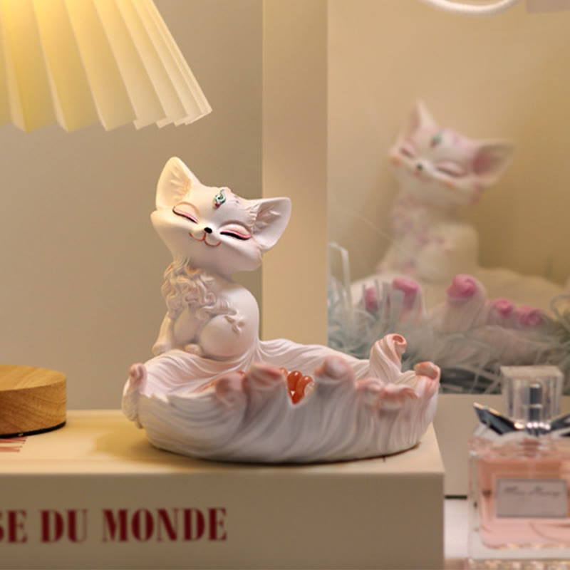 Ivory Fruit Fox 12x14cm Resin Decorative Figurine