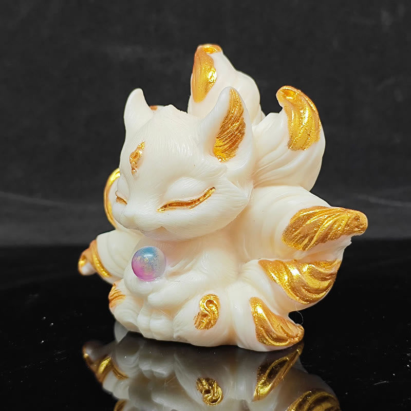 Ivory Fruit Nine-Tailed Fox Figurine | Healing Sounds