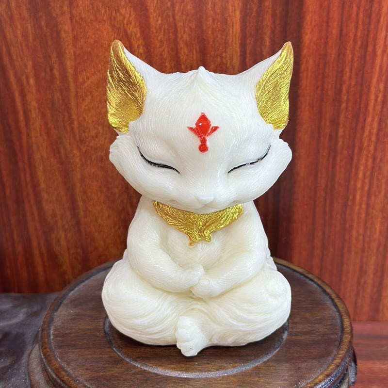 Ivory Fruit Nine-Tailed Fox Spiritual Animal Figurine 11cm