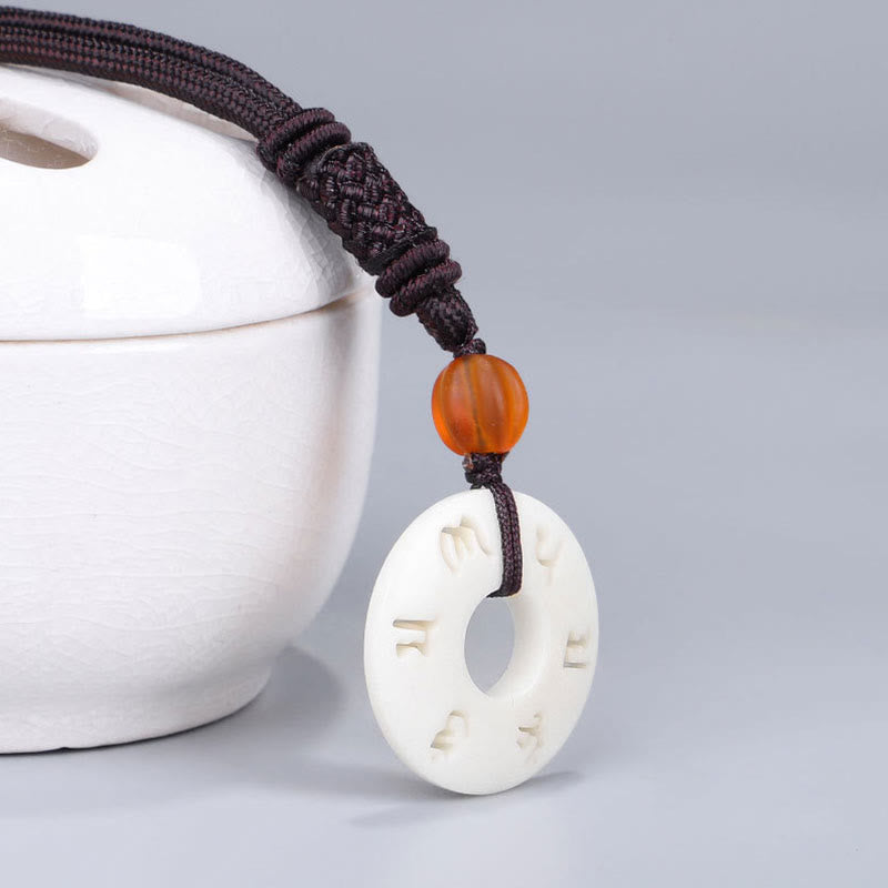 Ivory Fruit Om Mani Padme Hum Protection Necklace 66cm