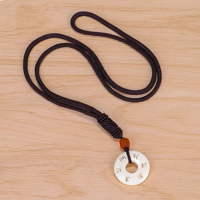 Ivory Fruit Om Mani Padme Hum Protection Necklace 66cm