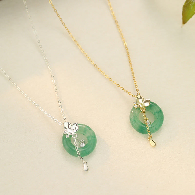 Jade Butterfly 925 Silver Peace Buckle Necklace