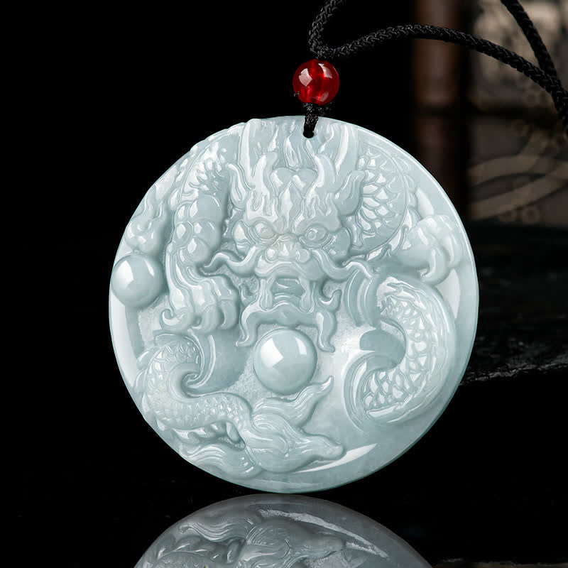 Jade Dragon Amulet Necklace for Success and Protection
