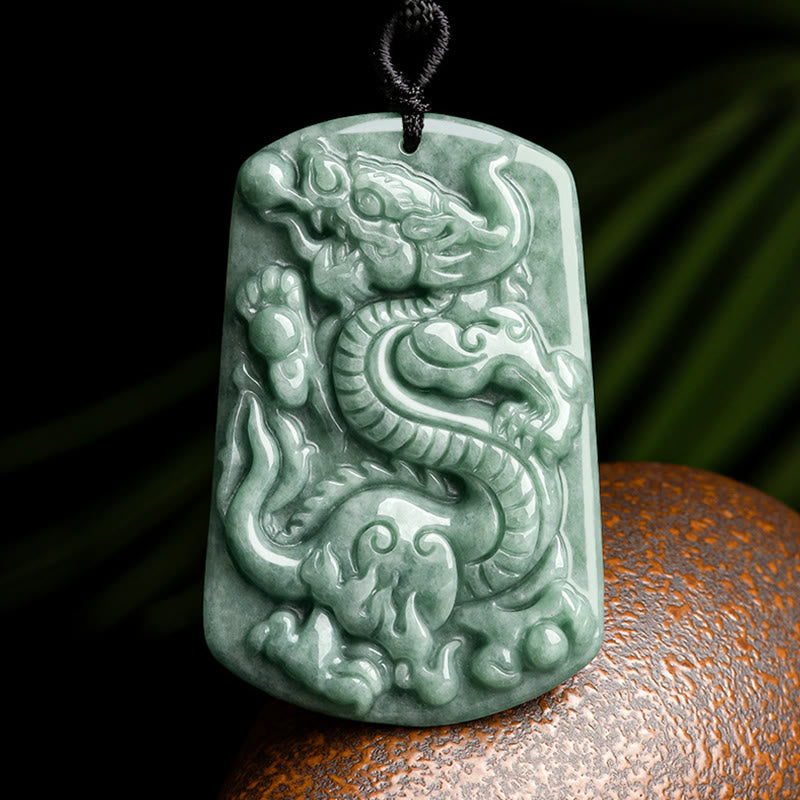 Jade Dragon Necklace for Success & Protection Pendant