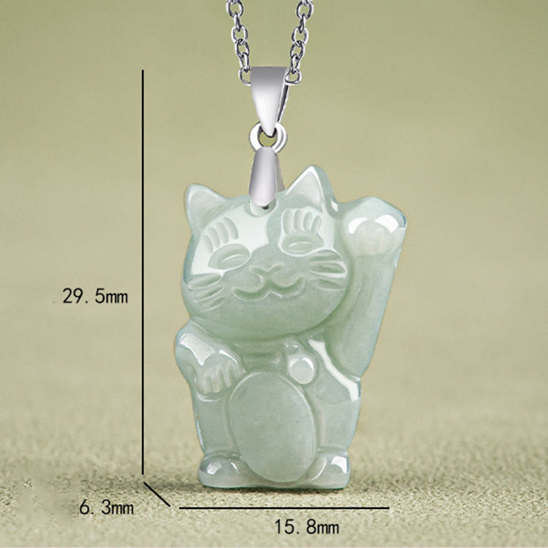Jade Fortune Cat Prosperity Necklace