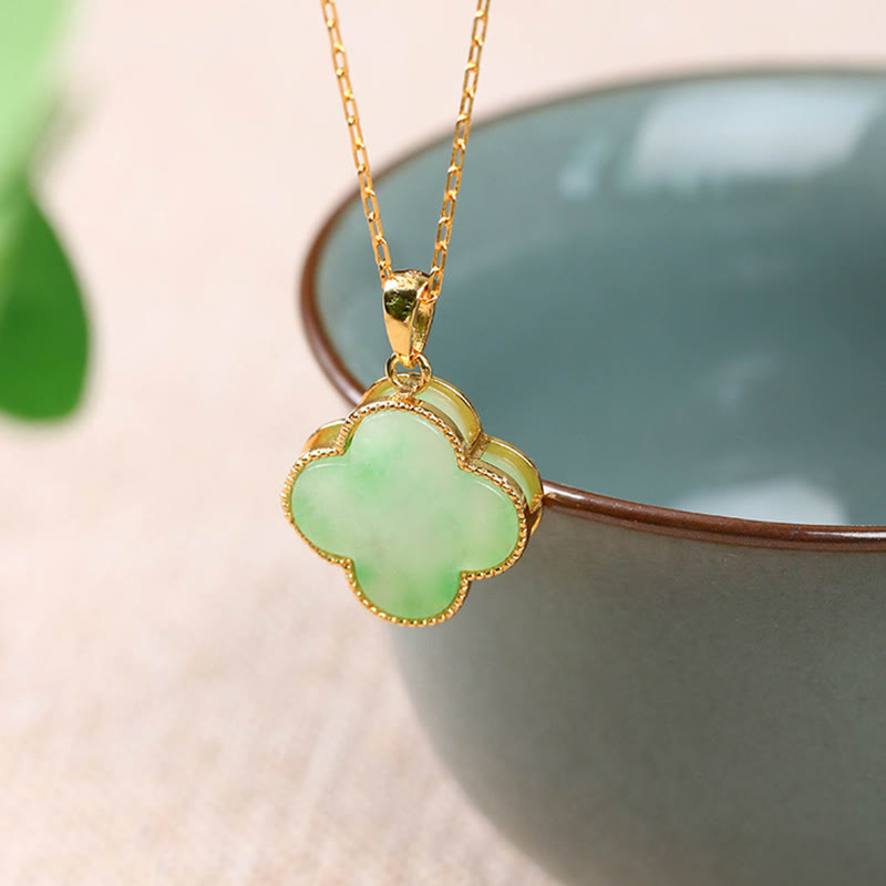 Jade Four Leaf Clover Luck Necklace Pendant