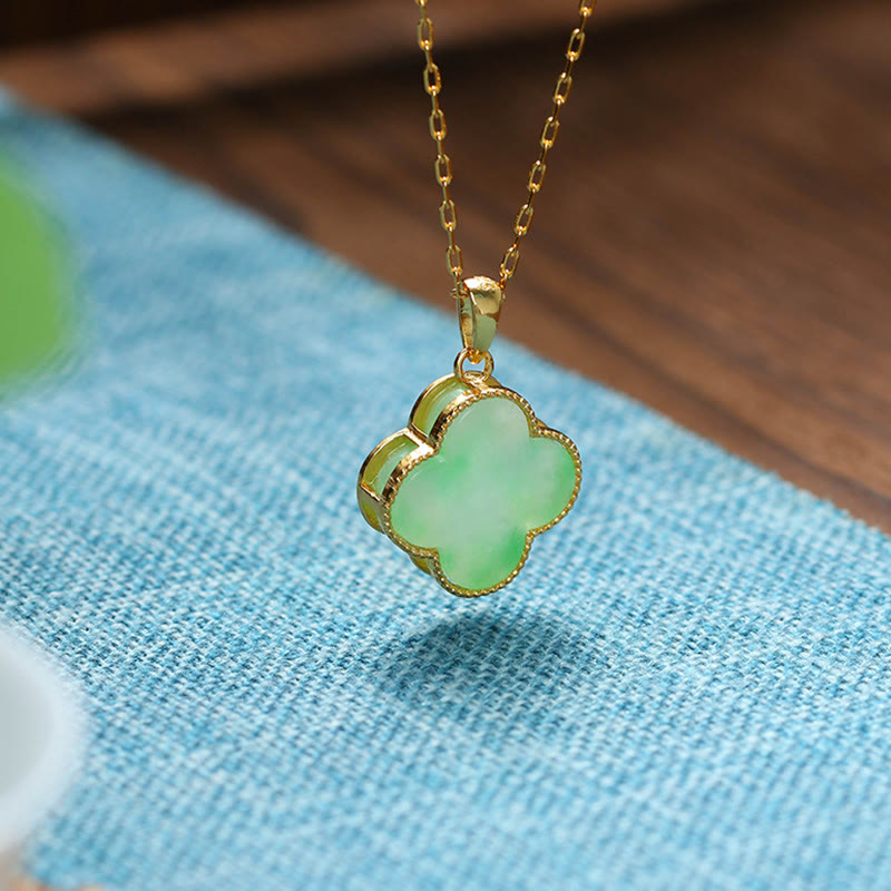 Jade Four Leaf Clover Luck Necklace Pendant