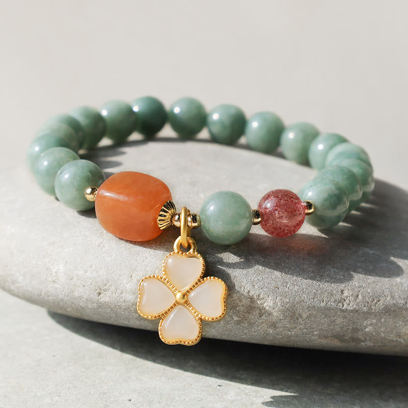 Jade Four Leaf Clover Prosperity Charm Bracelet