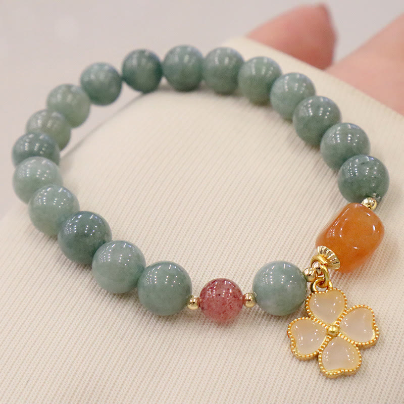 Jade Four Leaf Clover Prosperity Charm Bracelet