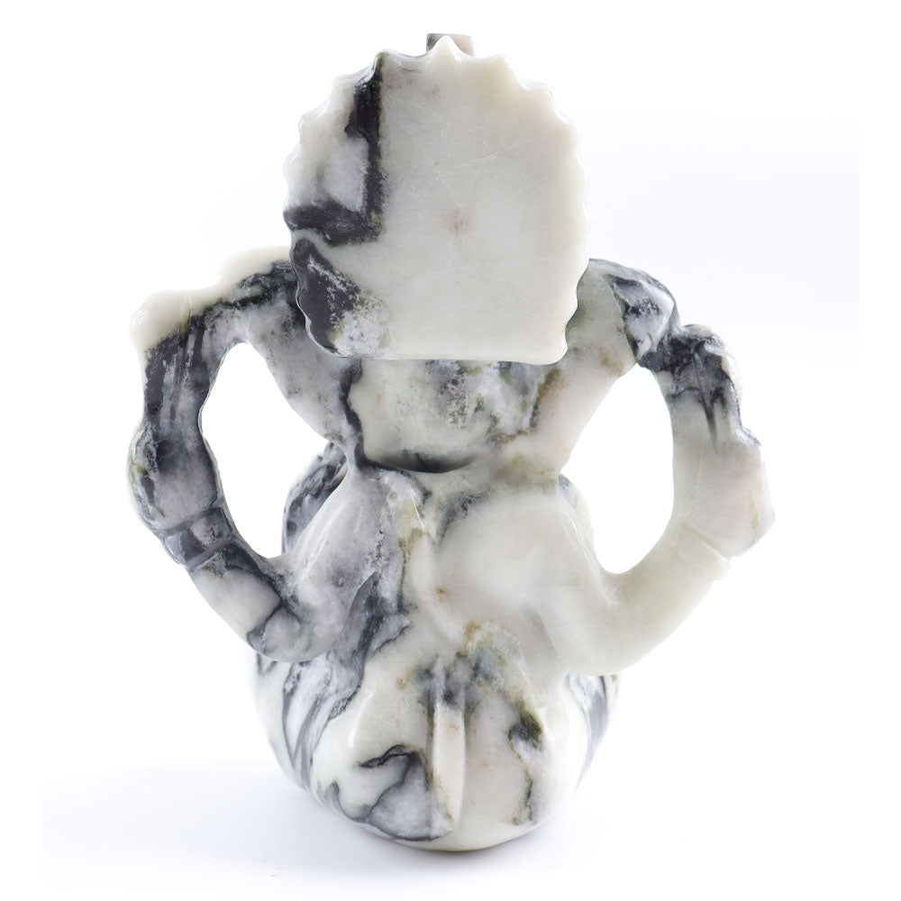 Jade Ganesha Carving 4.5in Spiritual Elephant Ornament