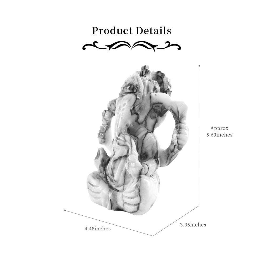 Jade Ganesha Carving 4.5in Spiritual Elephant Ornament