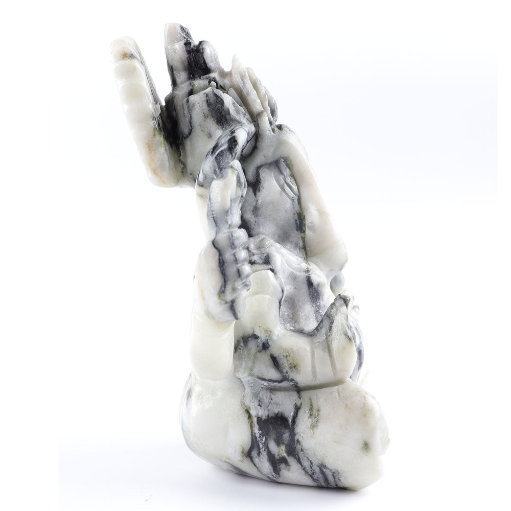 Jade Ganesha Carving 4.5in Spiritual Elephant Ornament