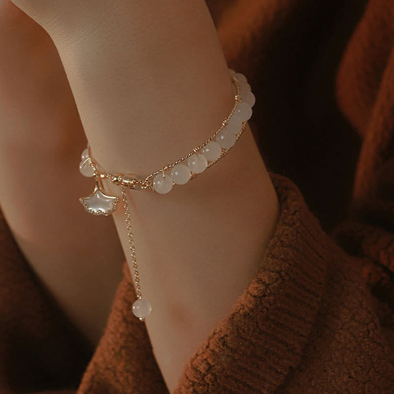 Jade Ginkgo Leaf Luck Bracelet for Prosperity & Abundance