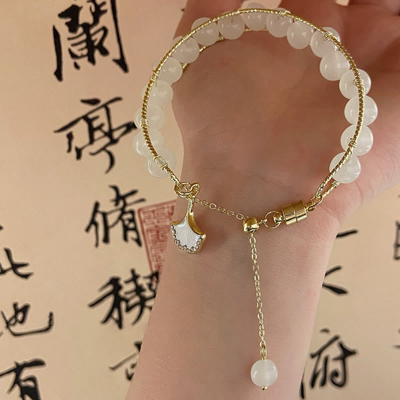 Jade Ginkgo Leaf Luck Bracelet for Prosperity & Abundance
