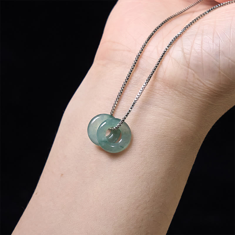 Jade Necklace Pendant with Double Peace Buckle for Prosperity