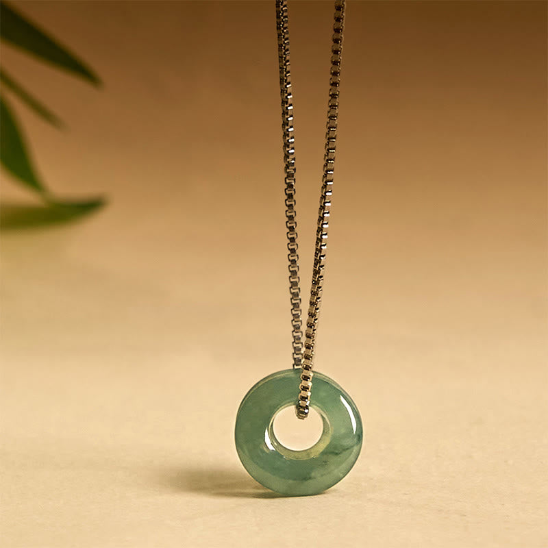 Jade Necklace Pendant with Double Peace Buckle for Prosperity