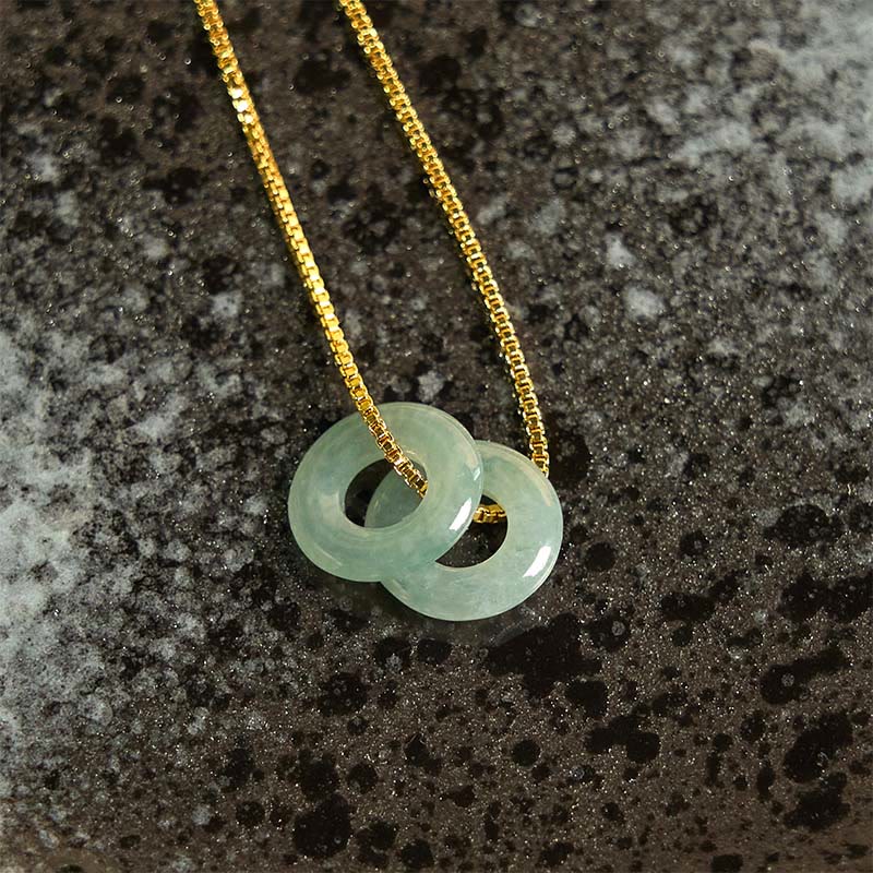 Jade Necklace Pendant with Double Peace Buckle for Prosperity
