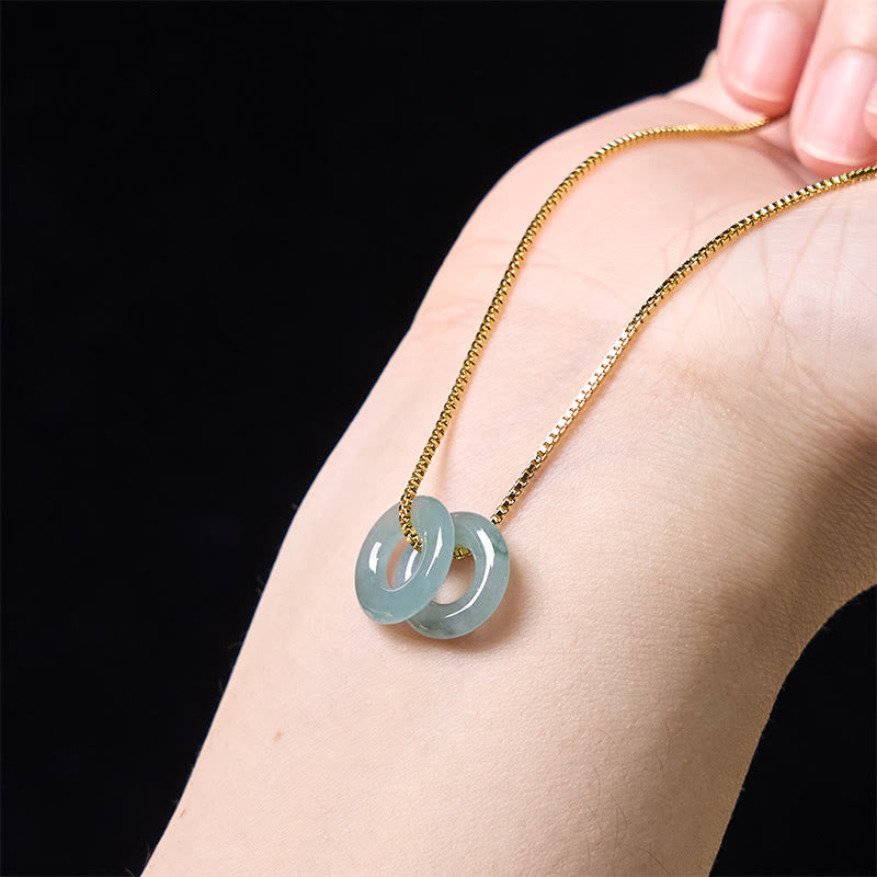 Jade Necklace Pendant with Double Peace Buckle for Prosperity