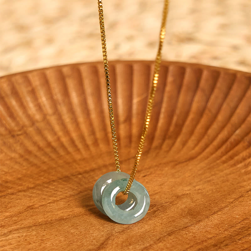 Jade Necklace Pendant with Double Peace Buckle for Prosperity
