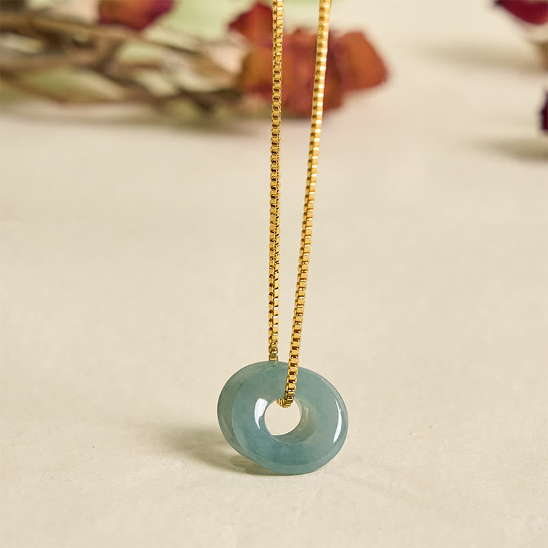 Jade Necklace Pendant with Double Peace Buckle for Prosperity