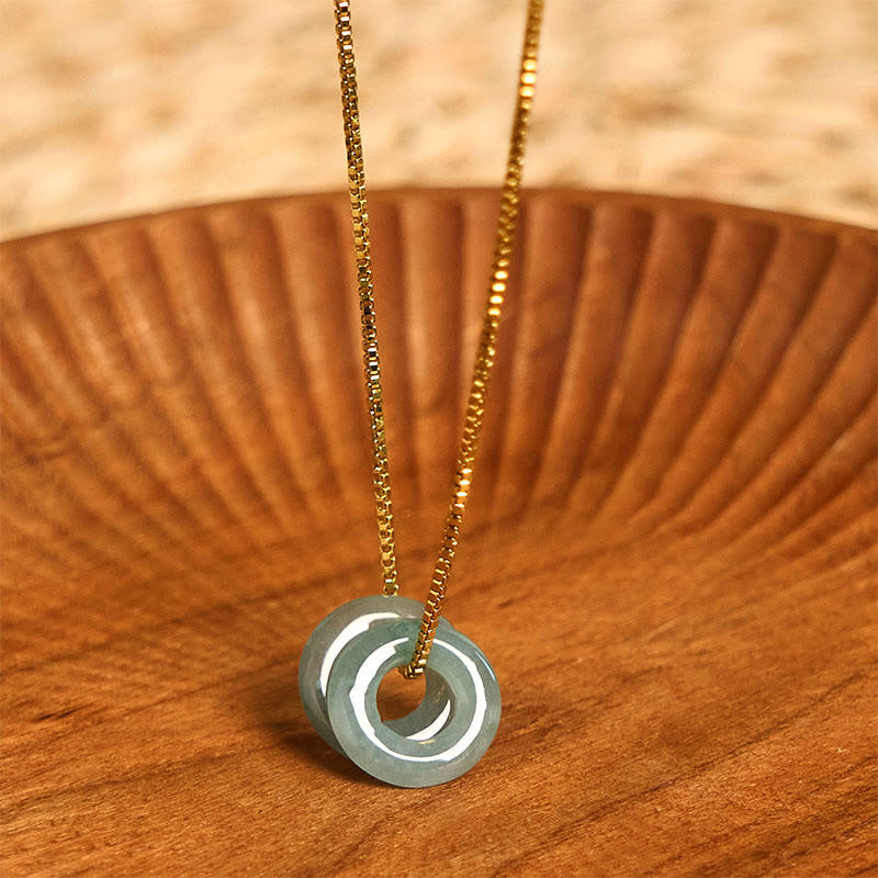 Jade Necklace Pendant with Double Peace Buckle for Prosperity