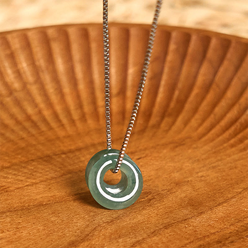 Jade Necklace Pendant with Double Peace Buckle for Prosperity