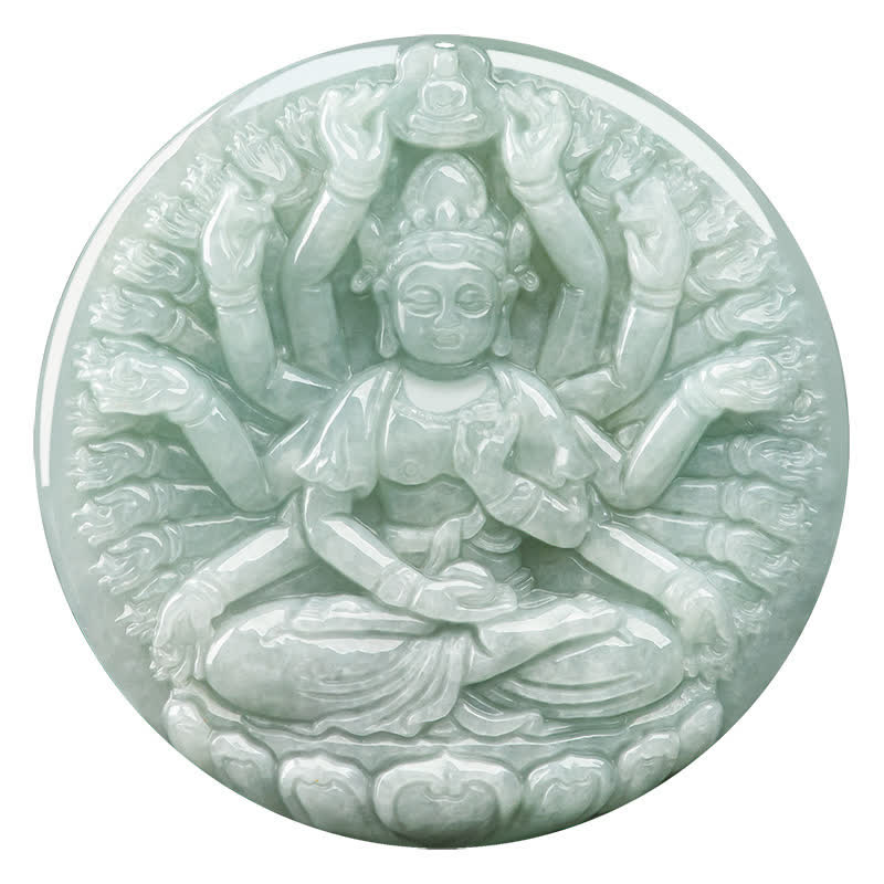 Jade Necklace with Thousand-Hand Kwan Yin Pendant for Prosperity